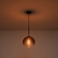 Modern Minimalist 1-light Smoked Grey Tinted Glass Globe Pendant