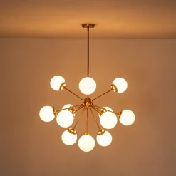 Modern Opal Glass Globe 12-light Sphere Sputnik Chandelier