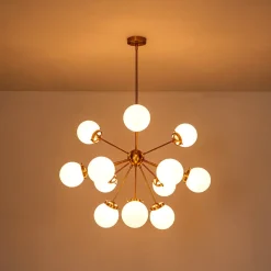 Modern Opal Glass Globe 12-light Sphere Sputnik Chandelier