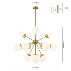 Modern Opal Glass Globe 12-light Sphere Sputnik Chandelier