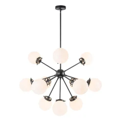Modern Opal Glass Globe 12-light Sphere Sputnik Chandelier