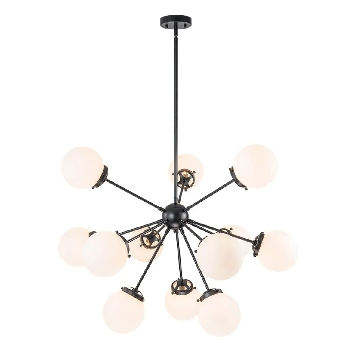 Modern Opal Glass Globe 12-light Sphere Sputnik Chandelier