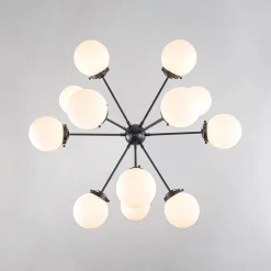 Modern Opal Glass Globe 12-light Sphere Sputnik Chandelier