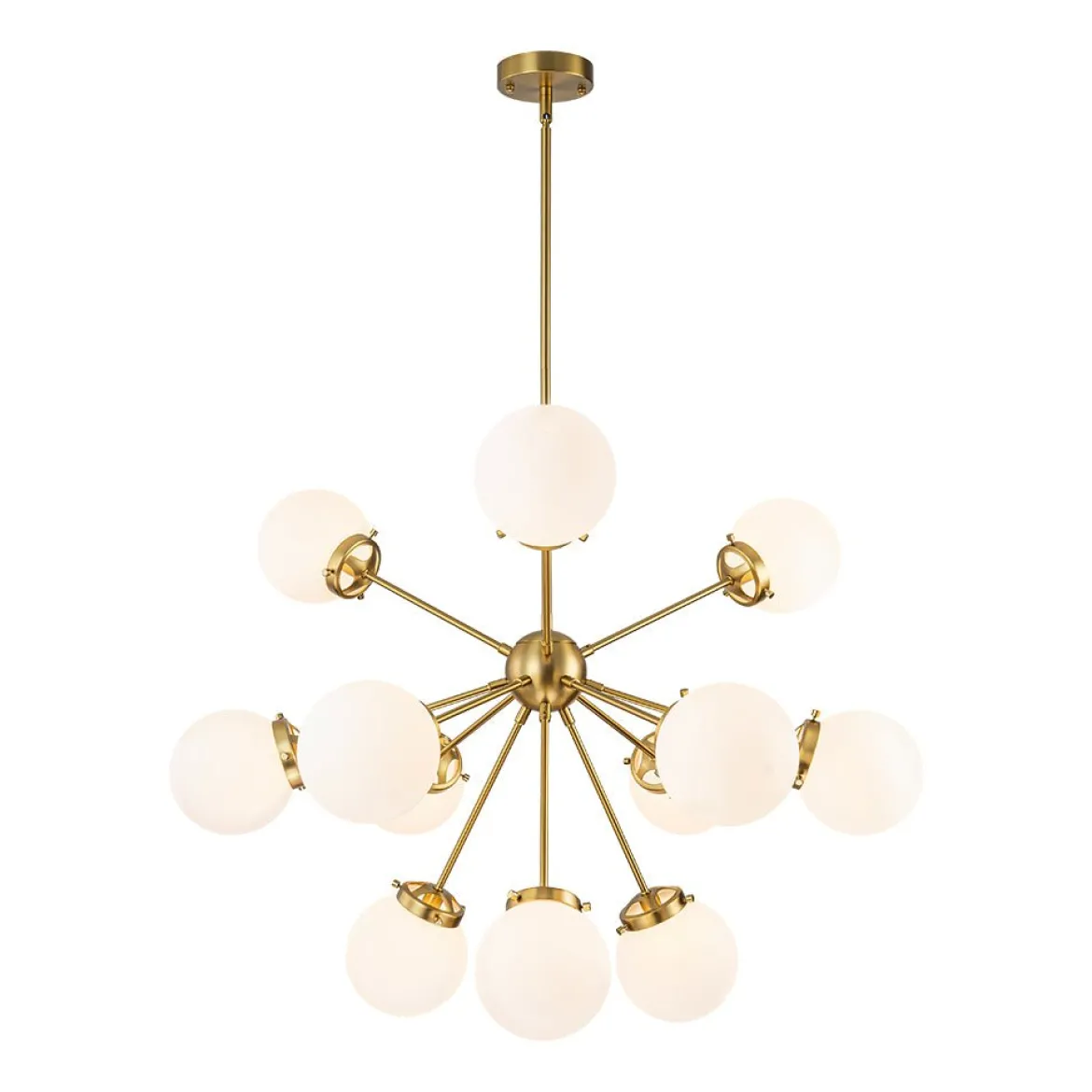 Modern Opal Glass Globe 12-light Sphere Sputnik Chandelier