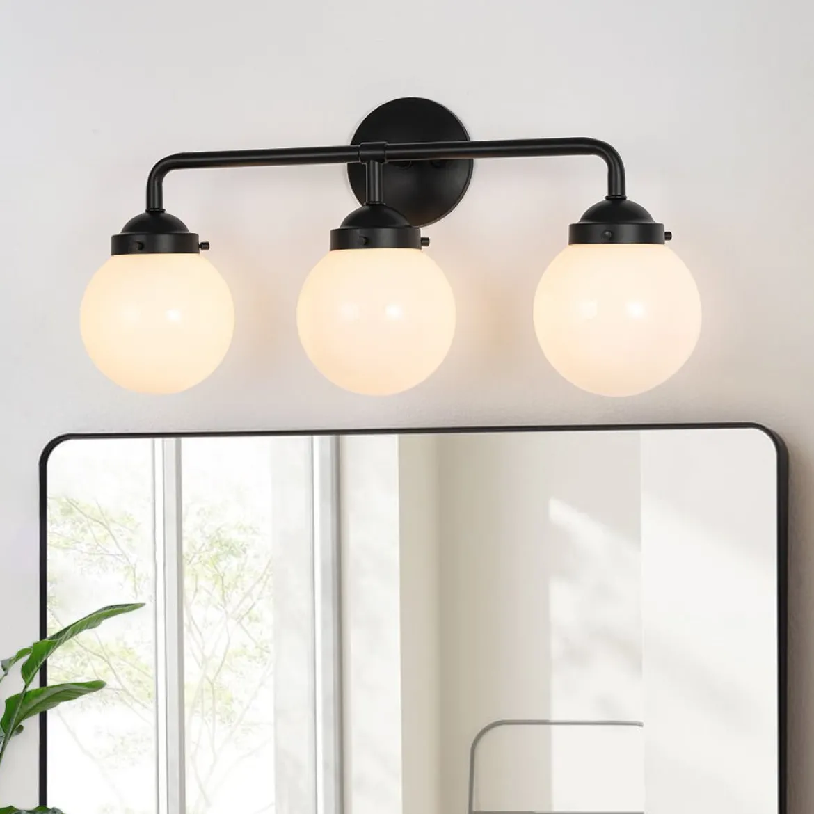 Modern Shine Opal Glass Globe Bathroom Vanity Wall Light