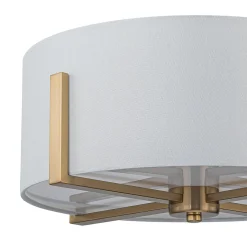 Modern Wide Drum Fabric Cage Flush Mount Light