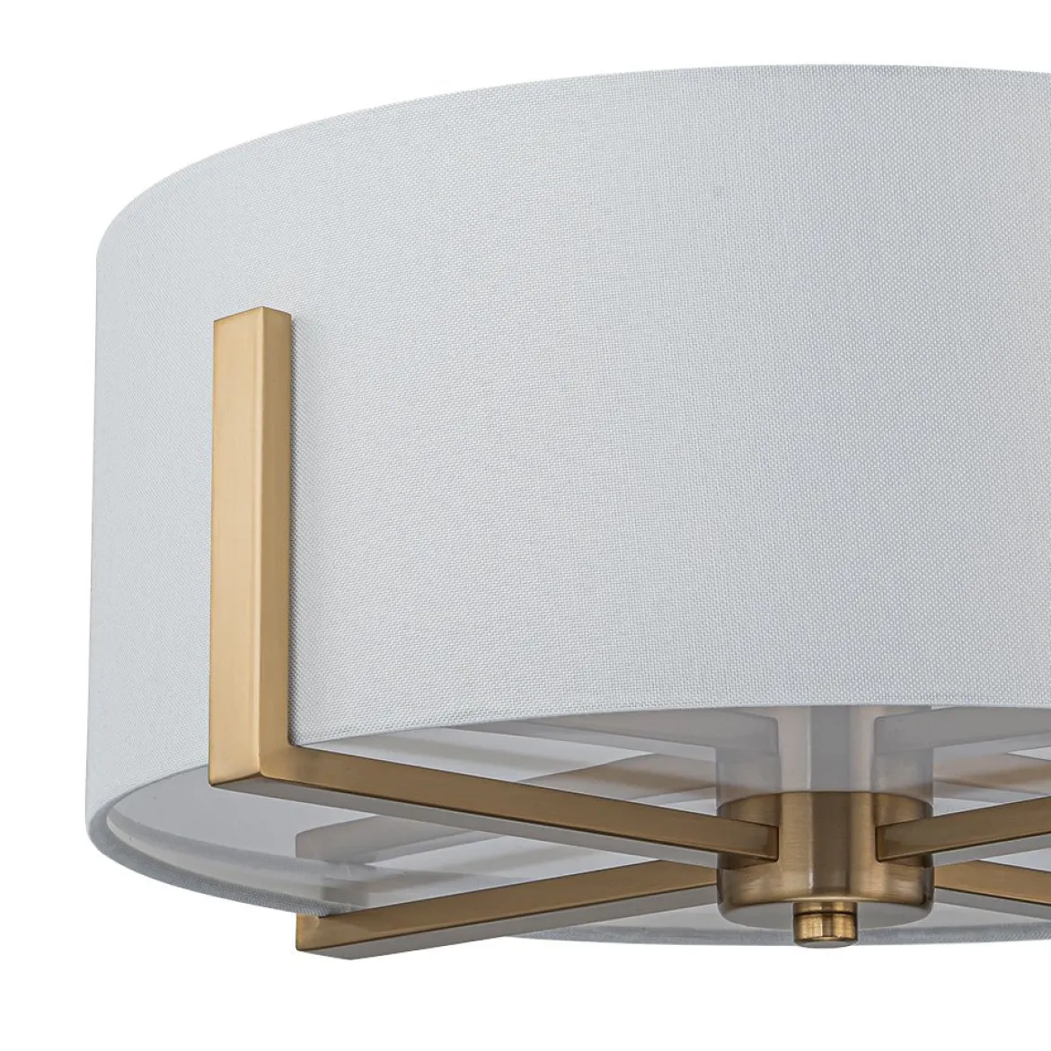 Modern Wide Drum Fabric Cage Flush Mount Light