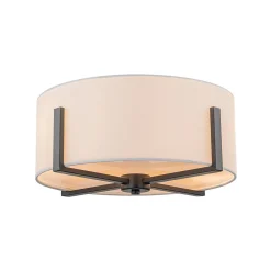 Modern Wide Drum Fabric Cage Flush Mount Light