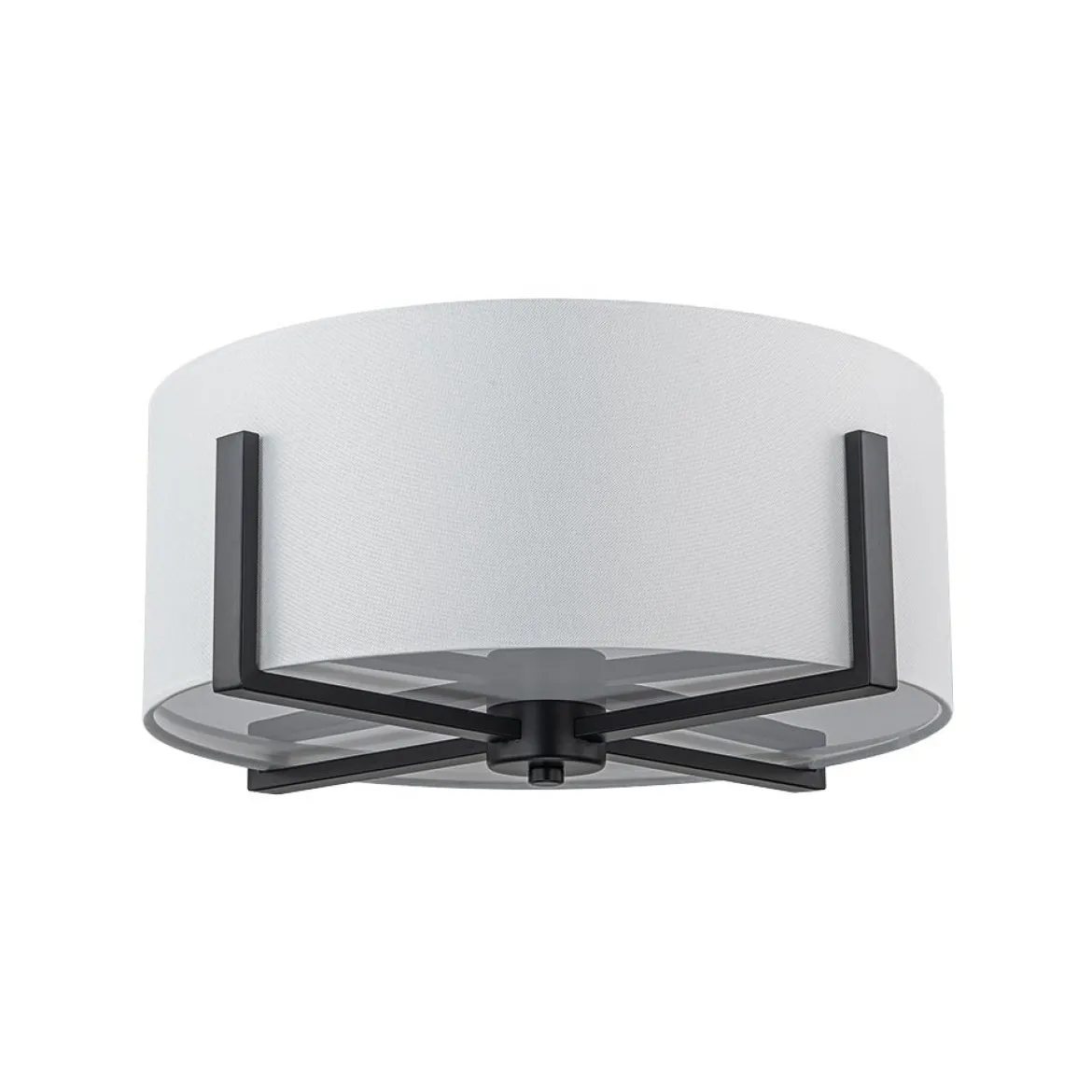 Modern Wide Drum Fabric Cage Flush Mount Light