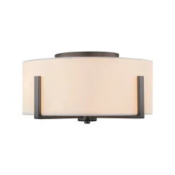 Modern Wide Drum Fabric Cage Flush Mount Light