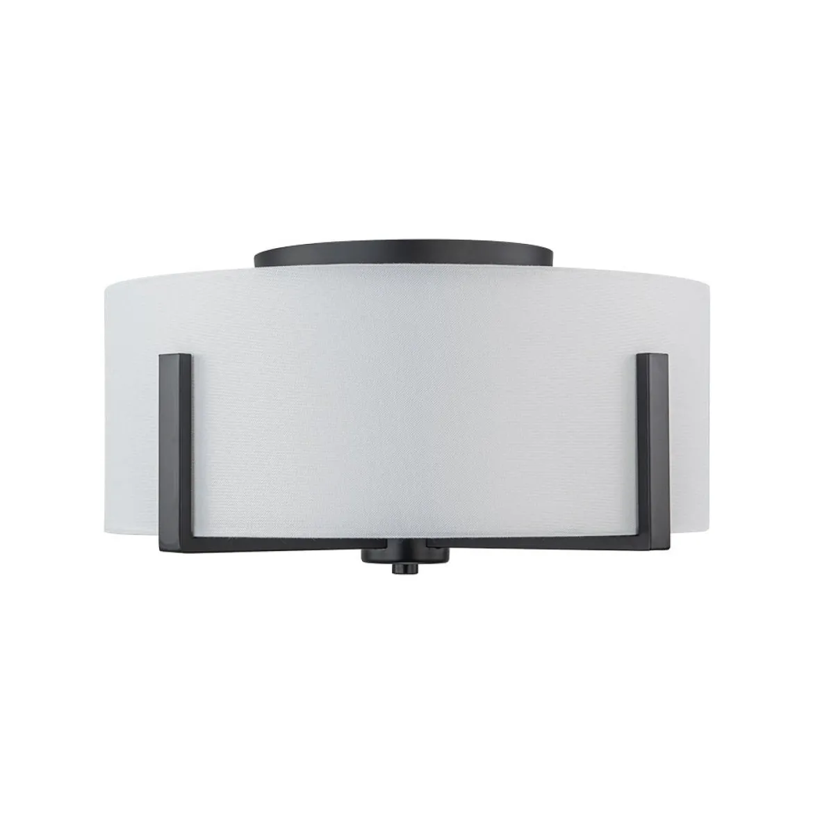 Modern Wide Drum Fabric Cage Flush Mount Light