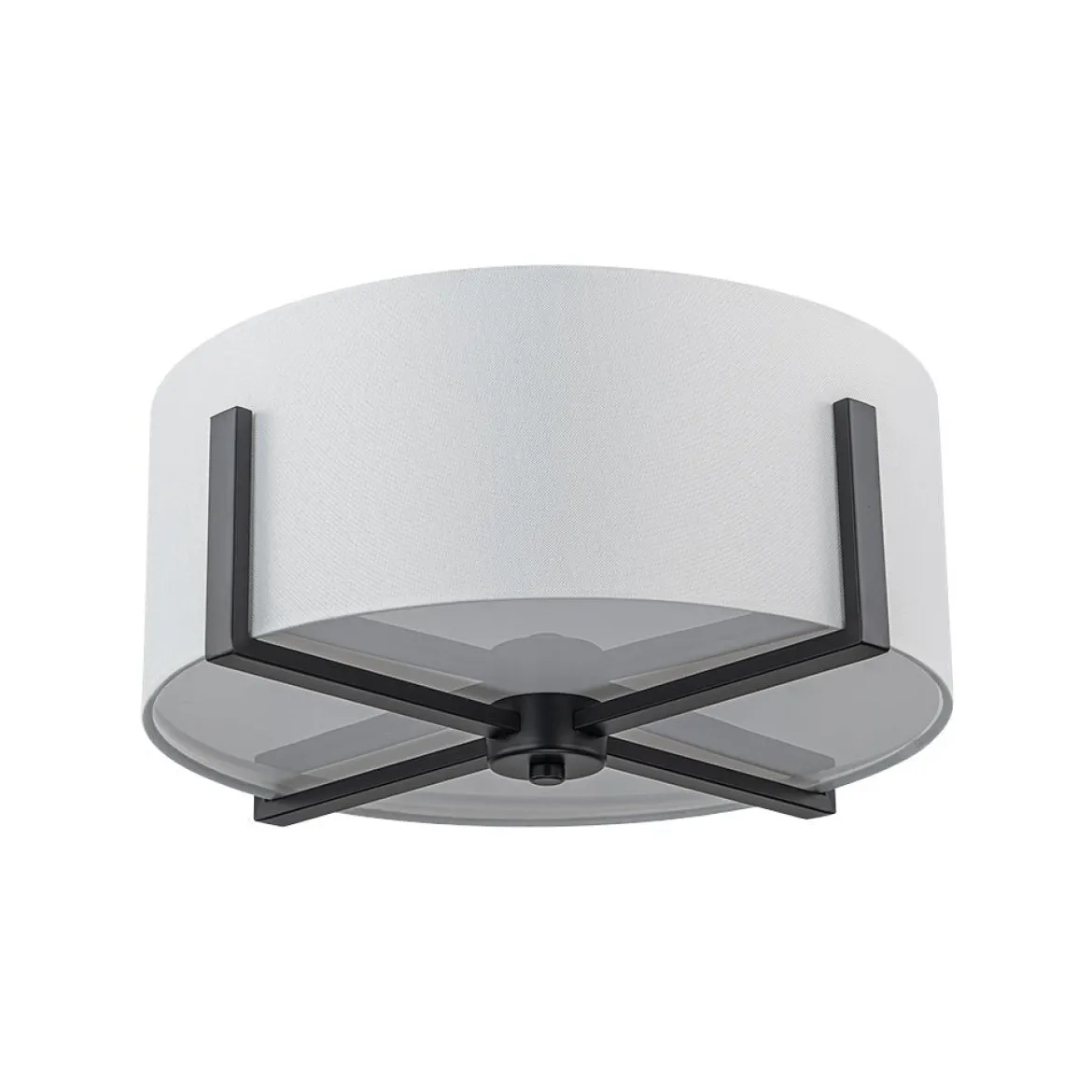 Modern Wide Drum Fabric Cage Flush Mount Light