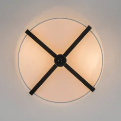Modern Wide Drum Fabric Cage Flush Mount Light
