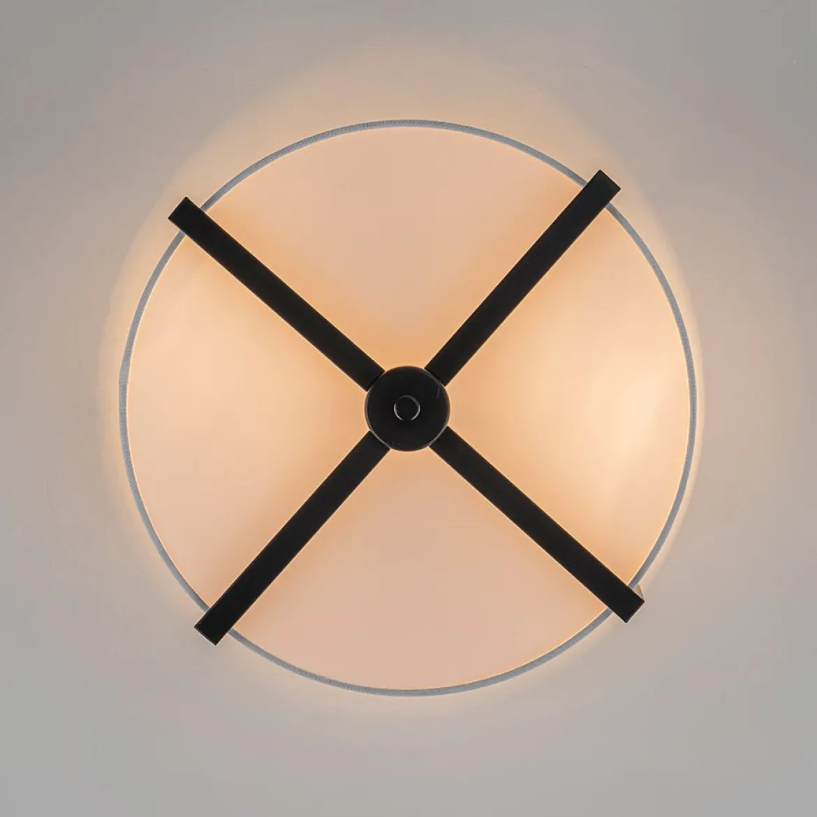 Modern Wide Drum Fabric Cage Flush Mount Light