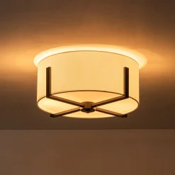 Modern Wide Drum Fabric Cage Flush Mount Light