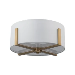 Modern Wide Drum Fabric Cage Flush Mount Light
