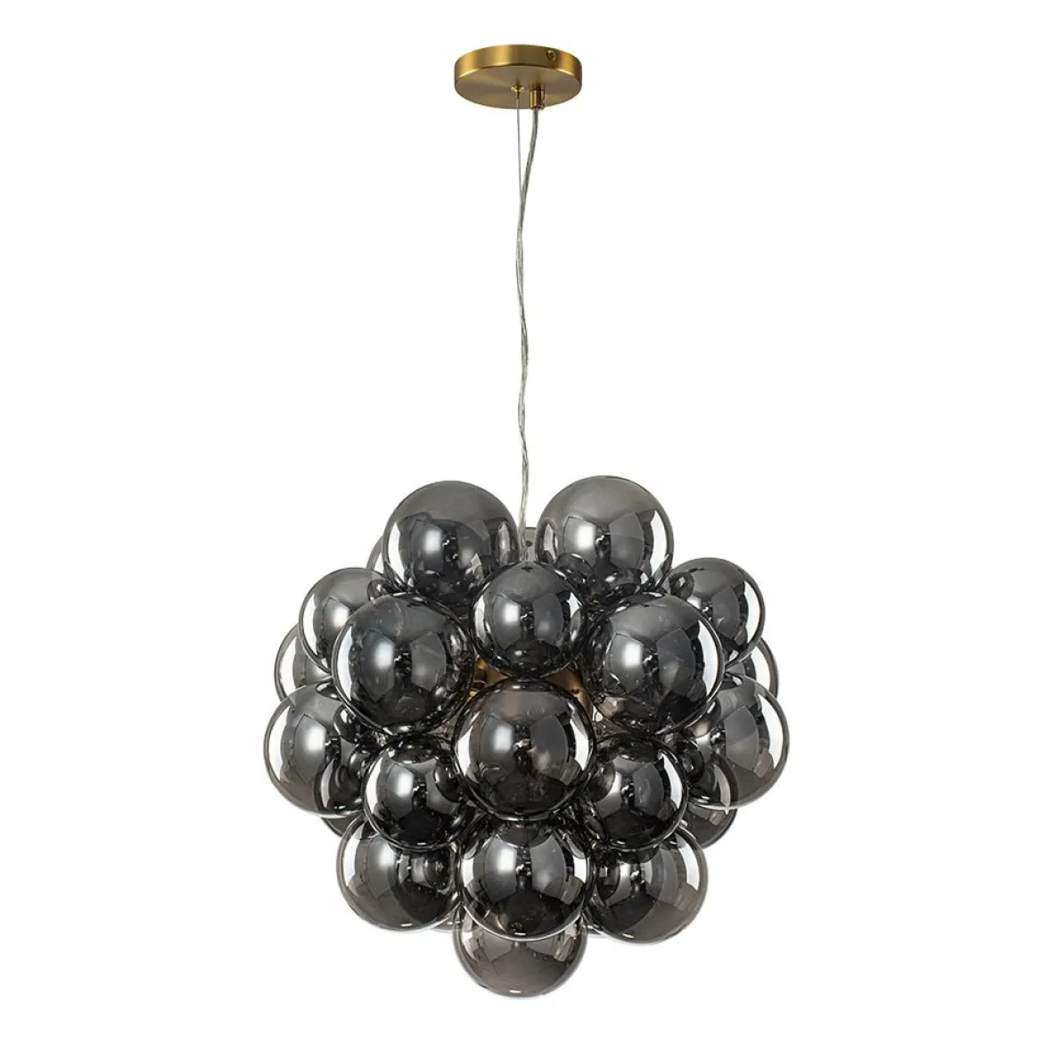 Moody Luxe Cluster Smoked Glass Bubble Sphere Chandelier