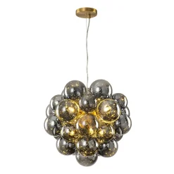Moody Luxe Cluster Smoked Glass Bubble Sphere Chandelier