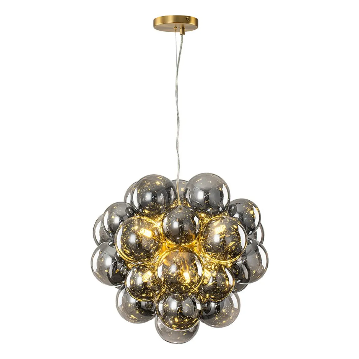 Moody Luxe Cluster Smoked Glass Bubble Sphere Chandelier