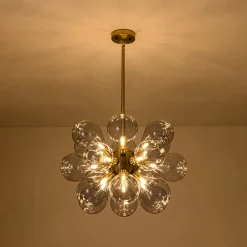 Morandi 18-Light Cluster Lavender Gray Glass Bubble Chandelier