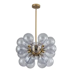 Morandi 18-Light Cluster Lavender Gray Glass Bubble Chandelier