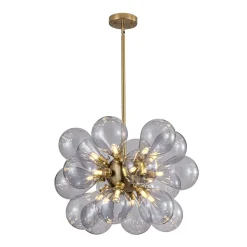 Morandi 18-Light Cluster Lavender Gray Glass Bubble Chandelier