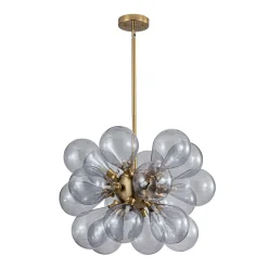 Morandi 18-Light Cluster Lavender Gray Glass Bubble Chandelier