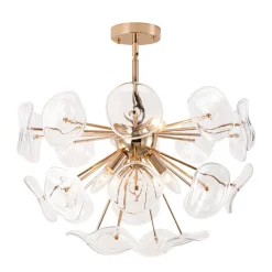 Morning Glory Glass Bloom Sunburst Semi Flush Chandelier