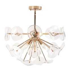 Morning Glory Glass Bloom Sunburst Semi Flush Chandelier