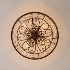 Moroccan Antique Crystal Drum Cage Semi Flush Mount