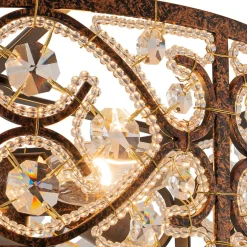 Moroccan Antique Crystal Drum Cage Semi Flush Mount