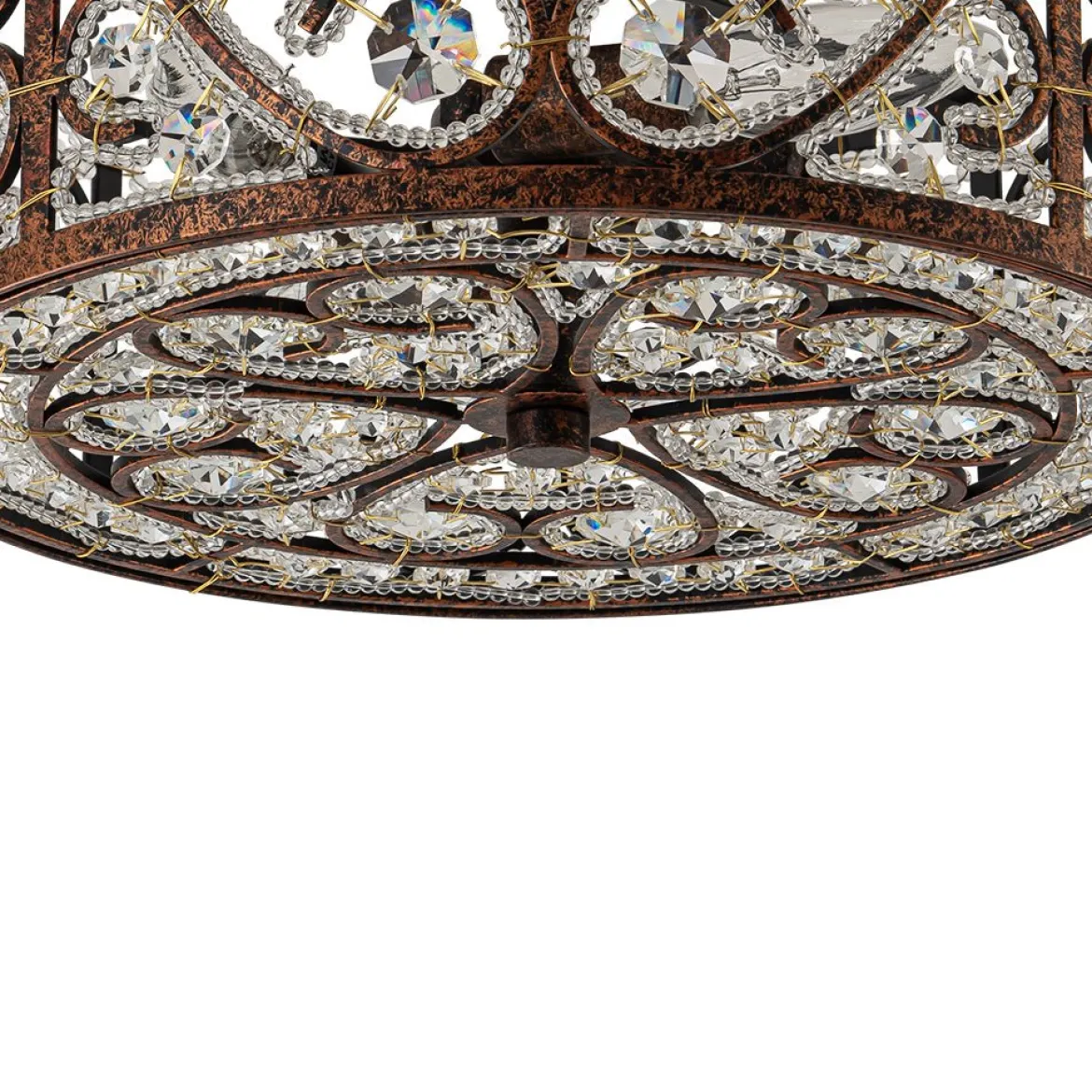 Moroccan Antique Crystal Drum Cage Semi Flush Mount