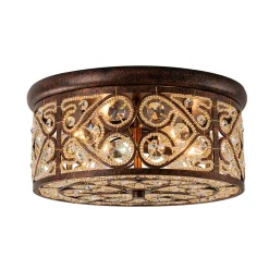 Moroccan Antique Crystal Drum Flush Mount Ceiling Light