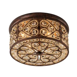 Moroccan Antique Crystal Drum Flush Mount Ceiling Light