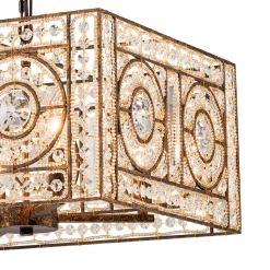 Moroccan Glam Antique Crystal Square Cage Chandelier