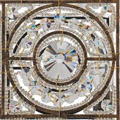Moroccan Glam Antique Crystal Square Cage Chandelier