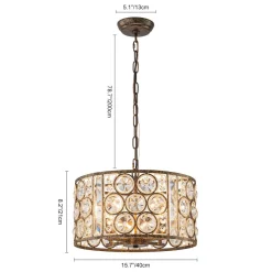Moroccan Glam Vintage Crystal Drum Lantern Pendant