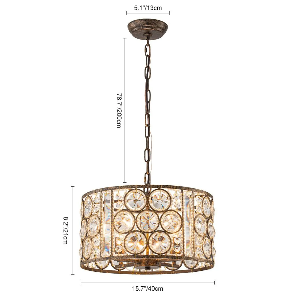 Moroccan Glam Vintage Crystal Drum Lantern Pendant