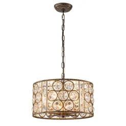 Moroccan Glam Vintage Crystal Drum Lantern Pendant