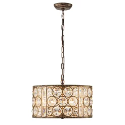 Moroccan Glam Vintage Crystal Drum Lantern Pendant