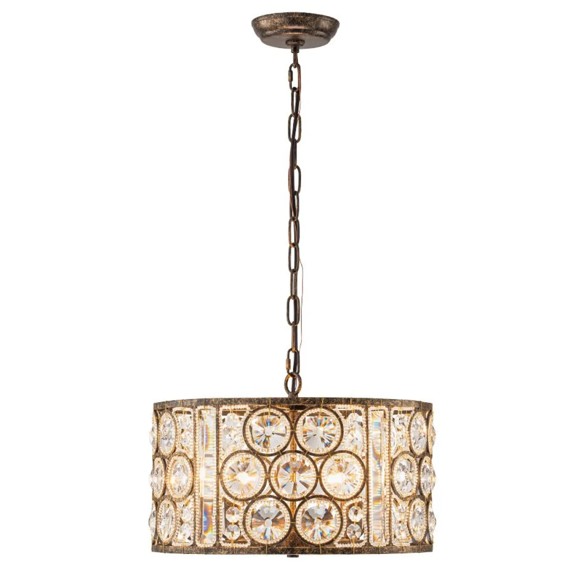Moroccan Glam Vintage Crystal Drum Lantern Pendant