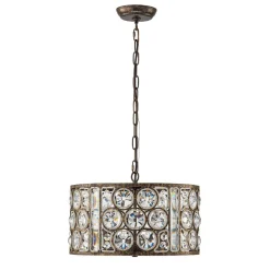 Moroccan Glam Vintage Crystal Drum Lantern Pendant