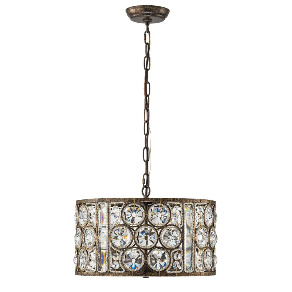 Moroccan Glam Vintage Crystal Drum Lantern Pendant
