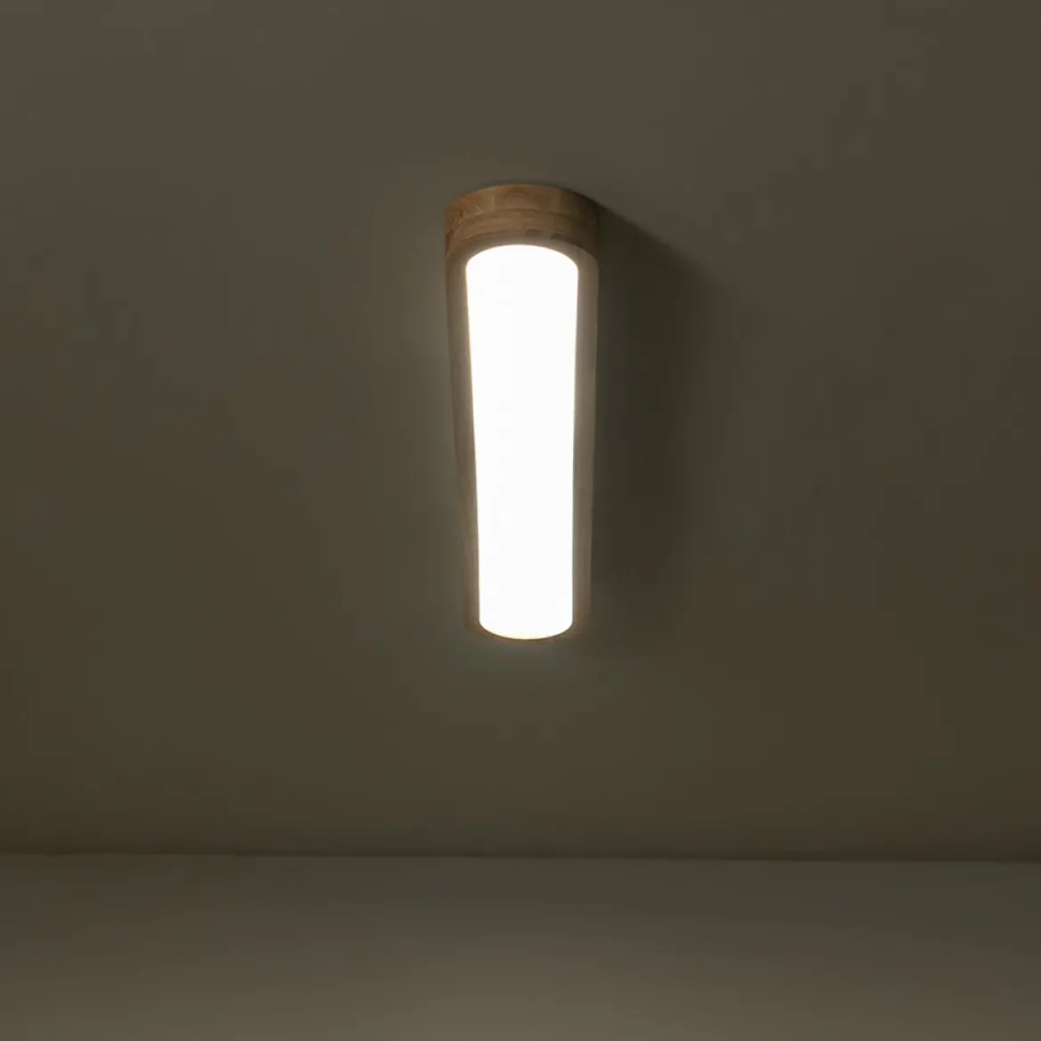 Natural Wood Long Oval Dimmable LED Flush Mount Light