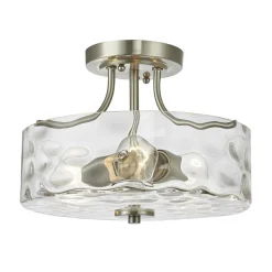 Nickel Hammered Glass Semi Flush