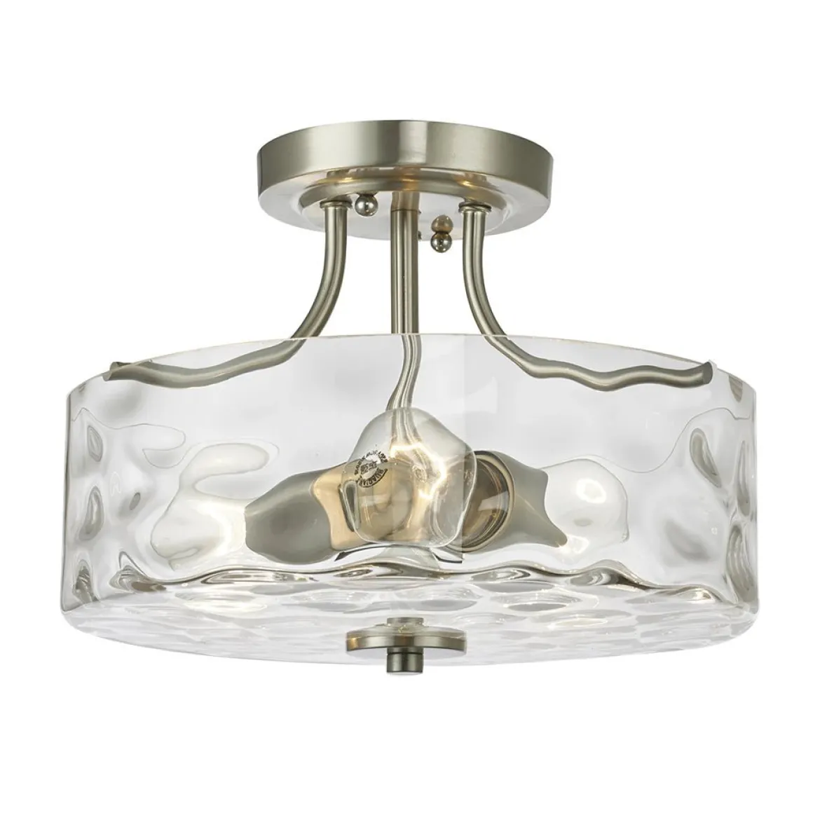 Nickel Hammered Glass Semi Flush