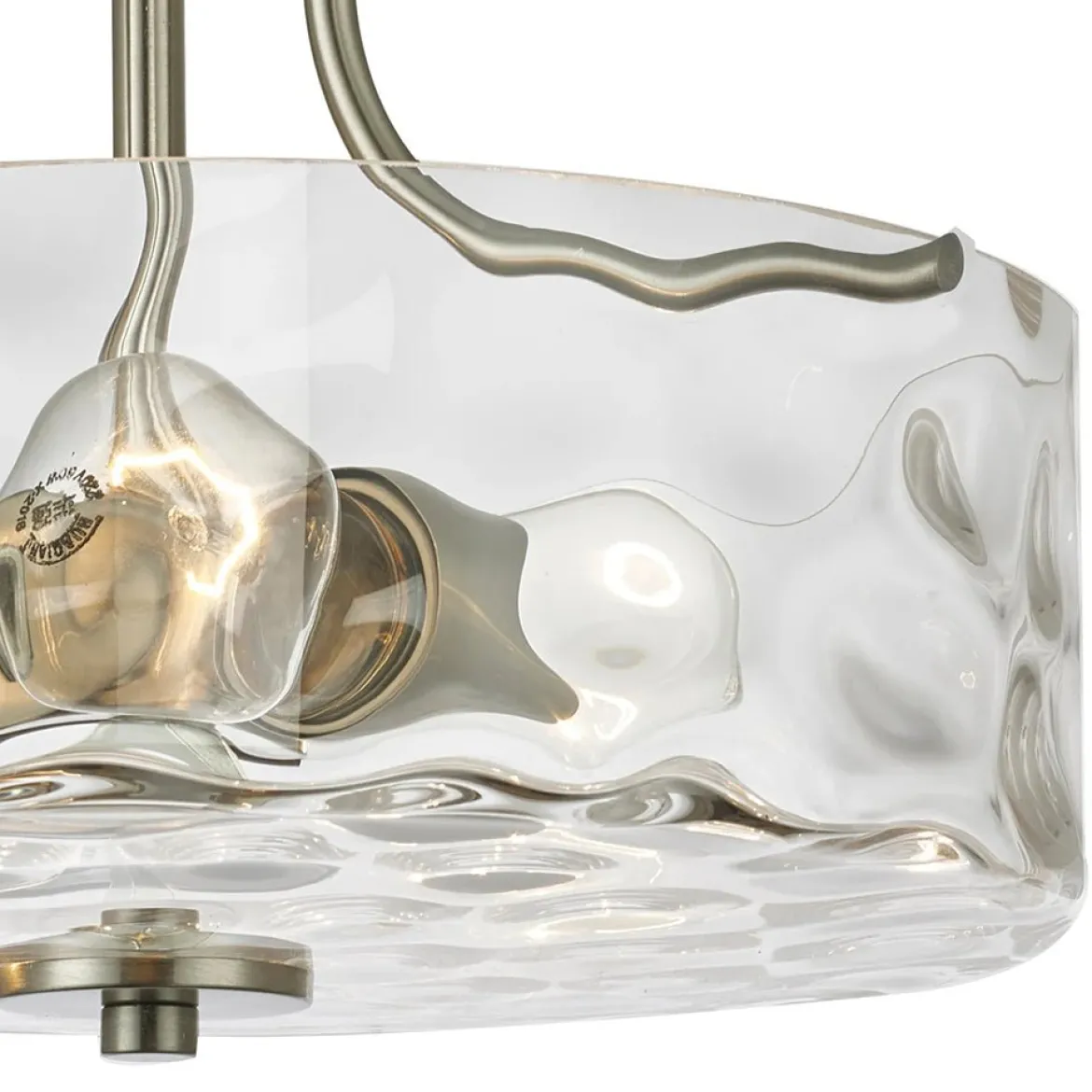 Nickel Hammered Glass Semi Flush