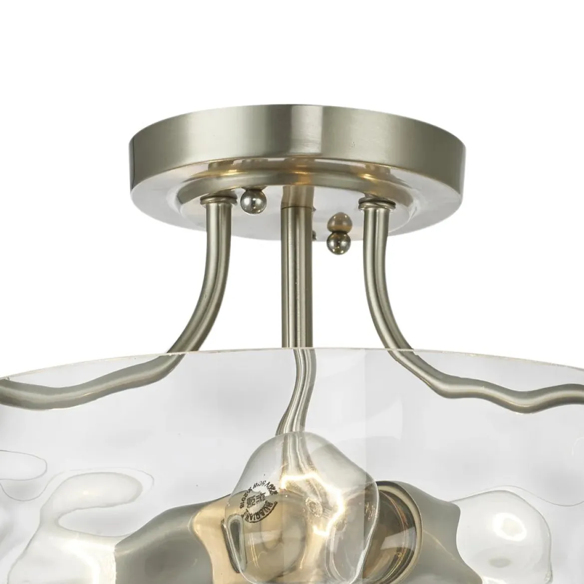 Nickel Hammered Glass Semi Flush