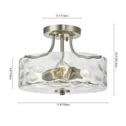 Nickel Hammered Glass Semi Flush