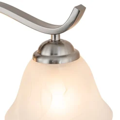 Nickel 4-Light Cloud Glass Bell Shade Vanity Light